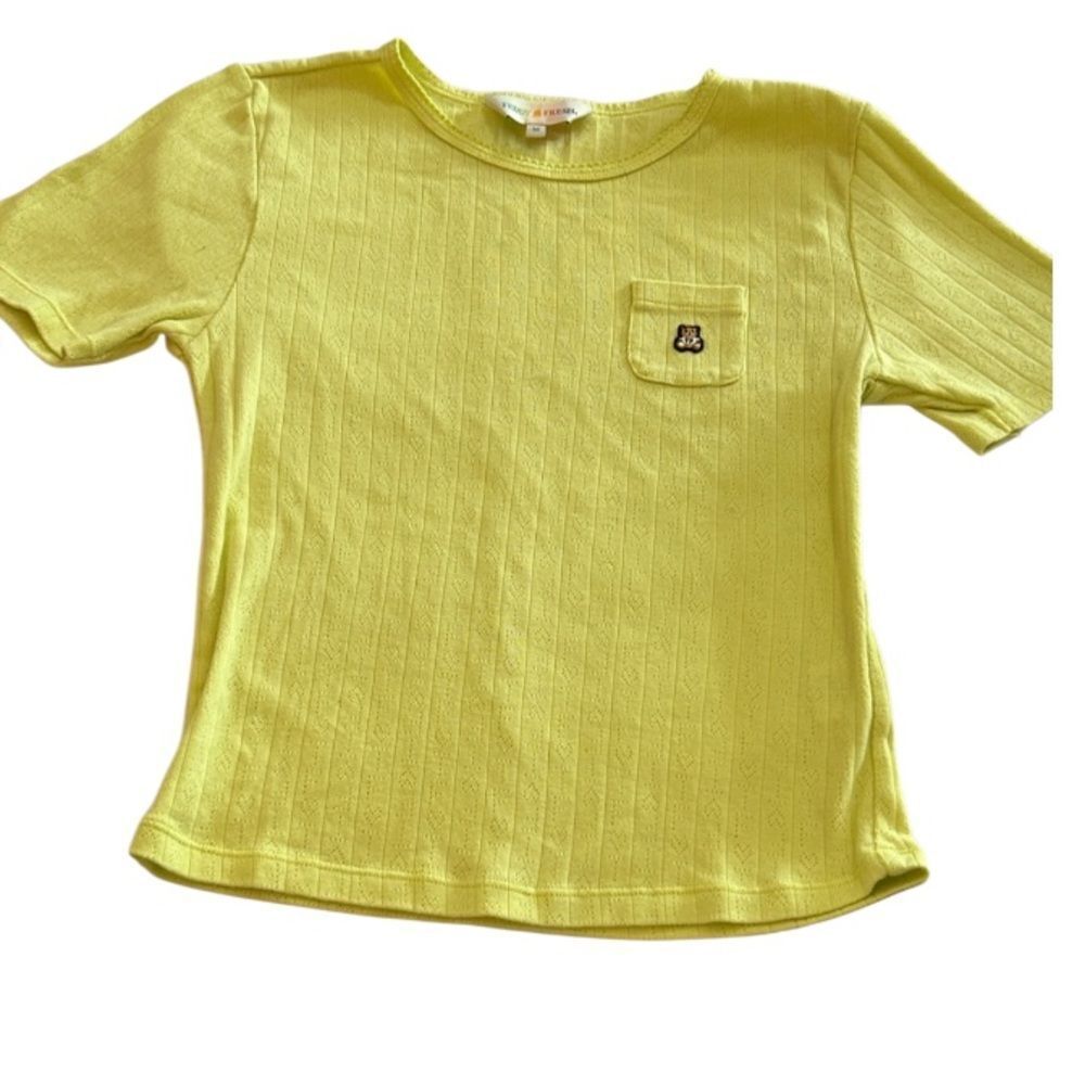 Teddy Fresh Lime yellowT-Shirt with Bear Patch size medium women women’s